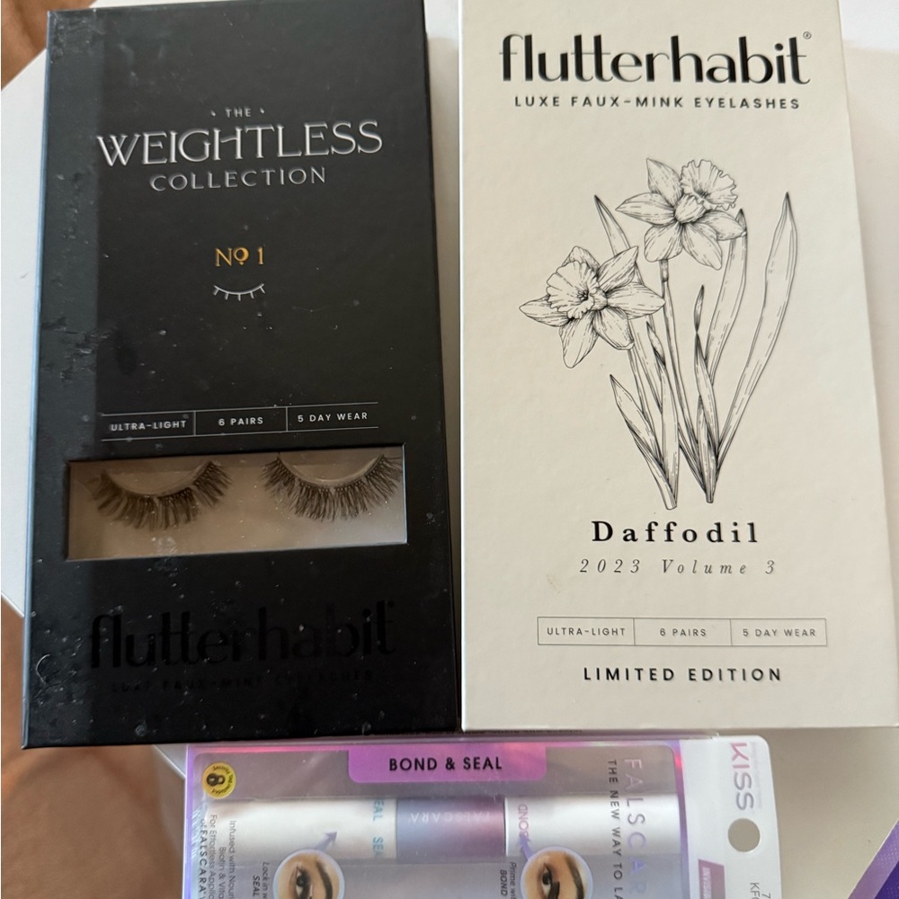 FlutterHabit Luxe Faux-Mink Eyelashes -2 sets + Falscara